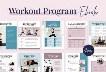 Ladystrategist 21 Page Workout Program Ebook Thistle Canva Templates instagram canva templates social media templates etsy free canva templates