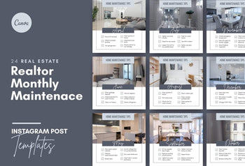 Ladystrategist 24 Real Estate Realtor Monthly Maintenance  - Instagram Post Canva Templates instagram canva templates social media templates etsy free canva templates