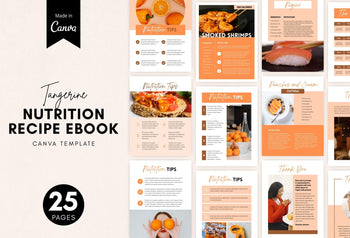 Ladystrategist 25 Page Nutrition Recipe Ebook Tangerine Editable Canva Templates instagram canva templates social media templates etsy free canva templates