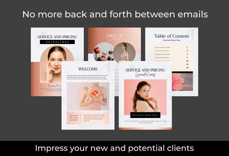 Ladystrategist 25 Page Service and Pricing Guide Editable Canva Template - Black Rose Gold Collection instagram canva templates social media templates etsy free canva templates