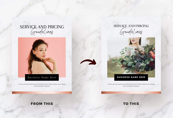 Ladystrategist 25 Page Service and Pricing Guide Editable Canva Template - Black Rose Gold Collection instagram canva templates social media templates etsy free canva templates