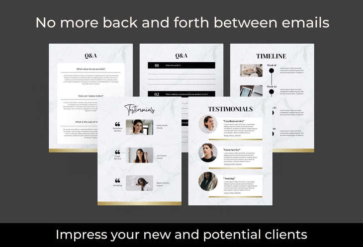 Ladystrategist 25 Page Service and Pricing Guide Editable Canva Template - Marble Gold Collection instagram canva templates social media templates etsy free canva templates