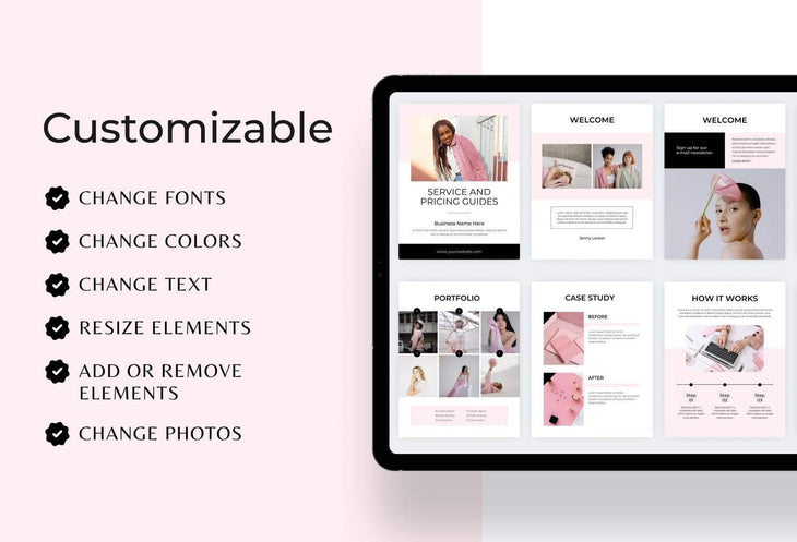 Ladystrategist 25 Page Service and Pricing Guides - Chic instagram canva templates social media templates etsy free canva templates