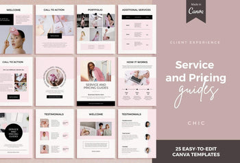 Ladystrategist 25 Page Service and Pricing Guides - Chic instagram canva templates social media templates etsy free canva templates