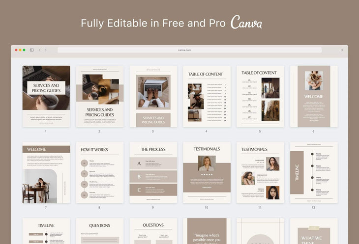 Ladystrategist 25 Page Service and Pricing Guides - Neutral instagram canva templates social media templates etsy free canva templates