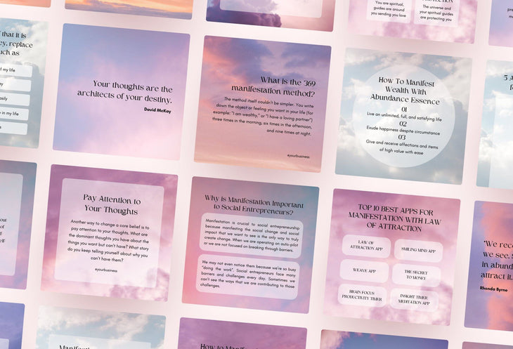 Ladystrategist 30 Abundance and Manifestation Instagram Posts Canva Templates instagram canva templates social media templates etsy free canva templates