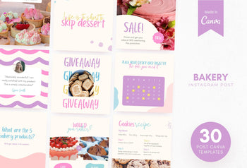 Ladystrategist 30 Bakery Instagram Engagement Post Canva Templates V2 instagram canva templates social media templates etsy free canva templates