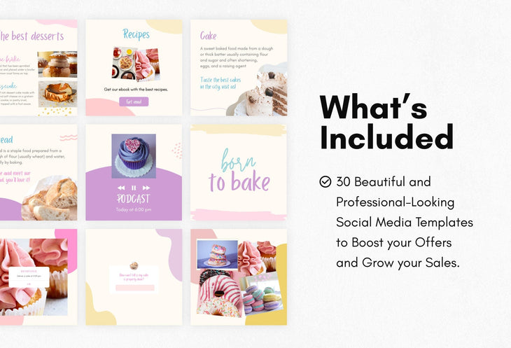 Ladystrategist 30 Bakery Instagram Engagement Post Canva Templates V2 instagram canva templates social media templates etsy free canva templates