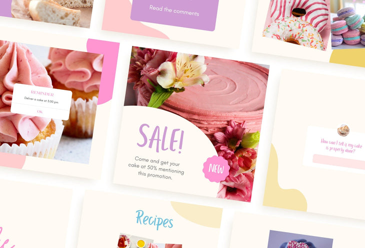 Ladystrategist 30 Bakery Instagram Engagement Post Canva Templates V2 instagram canva templates social media templates etsy free canva templates