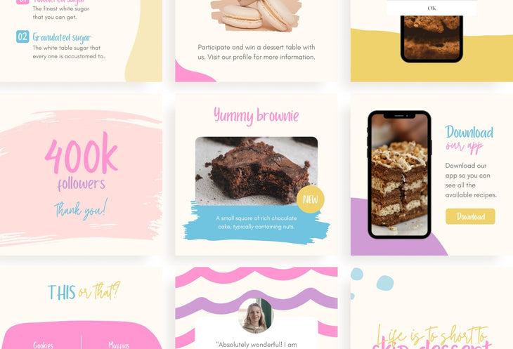 Ladystrategist 30 Bakery Instagram Engagement Post Canva Templates V2 instagram canva templates social media templates etsy free canva templates