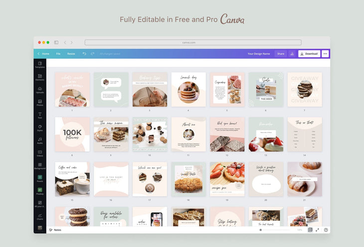 Ladystrategist 30 Bakery Instagram Post Canva Templates instagram canva templates social media templates etsy free canva templates