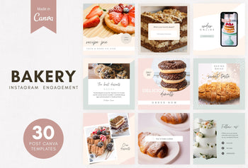 Ladystrategist 30 Bakery Instagram Post Canva Templates instagram canva templates social media templates etsy free canva templates