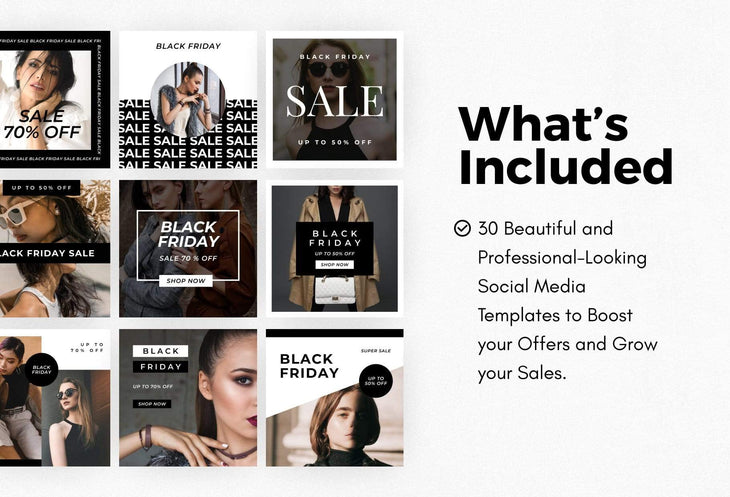 Ladystrategist 30 Black Friday Instagram Promo Posts Canva Templates V3 instagram canva templates social media templates etsy free canva templates
