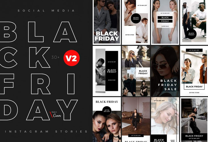 Ladystrategist 30 Black Friday Instagram Promo Stories Canva Templates V2 instagram canva templates social media templates etsy free canva templates