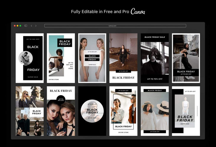 Ladystrategist 30 Black Friday Instagram Promo Stories Canva Templates V2 instagram canva templates social media templates etsy free canva templates