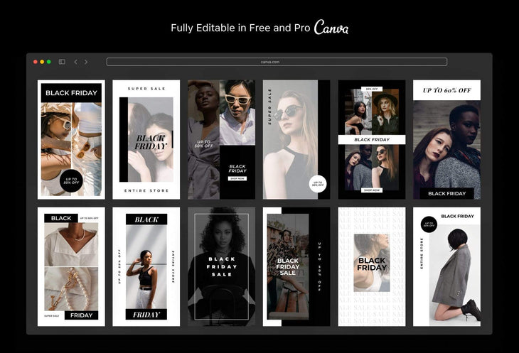 Ladystrategist 30 Black Friday Instagram Promo Stories Canva Templates V4 instagram canva templates social media templates etsy free canva templates
