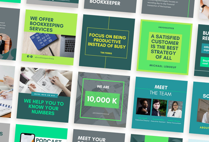 Ladystrategist 30 Bookkeeping Instagram Post Editable Canva Templates V2 instagram canva templates social media templates etsy free canva templates