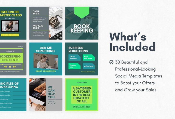 Ladystrategist 30 Bookkeeping Instagram Post Editable Canva Templates V2 instagram canva templates social media templates etsy free canva templates