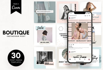 Ladystrategist 30 Boutique Instagram Post Canva Templates instagram canva templates social media templates etsy free canva templates
