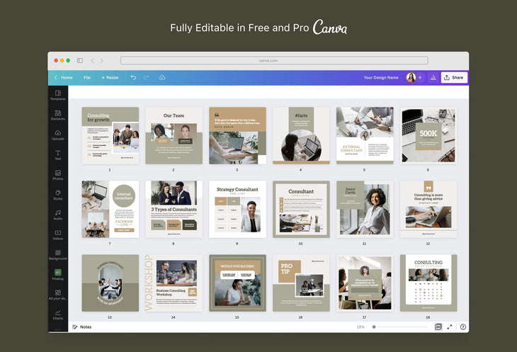 Ladystrategist 30 Business Consulting Instagram Post Canva Templates V2 instagram canva templates social media templates etsy free canva templates
