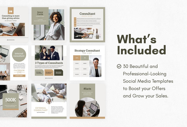 Ladystrategist 30 Business Consulting Instagram Post Canva Templates V2 instagram canva templates social media templates etsy free canva templates
