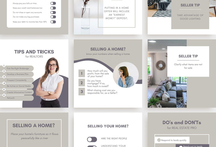 Ladystrategist 30 Buyer and Seller Real Estate Tips Instagram Post Canva Templates instagram canva templates social media templates etsy free canva templates