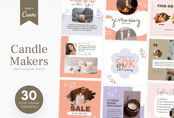 Ladystrategist 30 Candle Makers Instagram Post Canva Templates V2 instagram canva templates social media templates etsy free canva templates