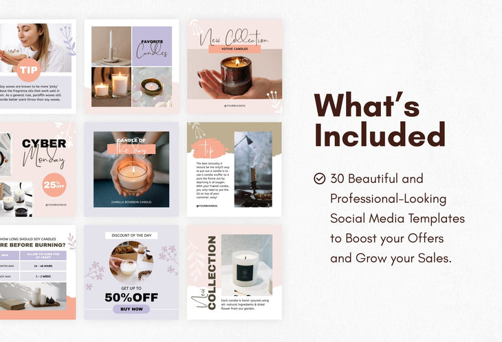 Ladystrategist 30 Candle Makers Instagram Post Canva Templates V2 instagram canva templates social media templates etsy free canva templates