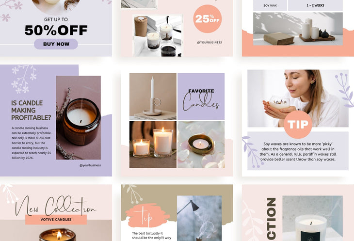 Ladystrategist 30 Candle Makers Instagram Post Canva Templates V2 instagram canva templates social media templates etsy free canva templates