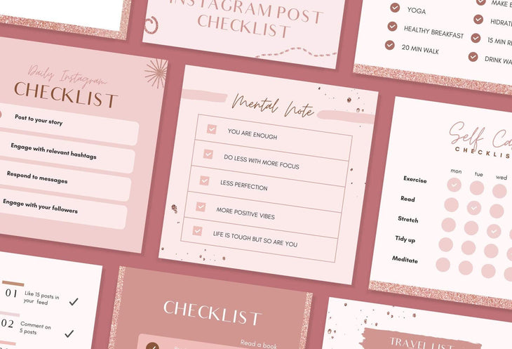 Ladystrategist 30 Checklist Rose Gold Instagram Engagement Booster Post Canva Templates instagram canva templates social media templates etsy free canva templates