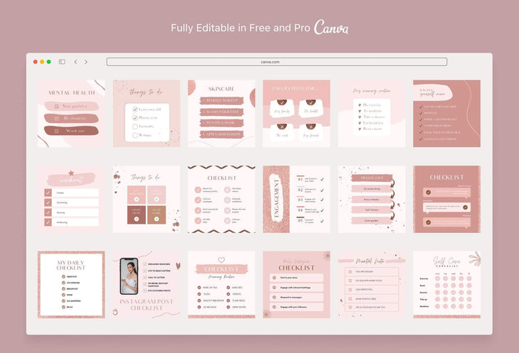 Ladystrategist 30 Checklist Rose Gold Instagram Engagement Booster Post Canva Templates instagram canva templates social media templates etsy free canva templates