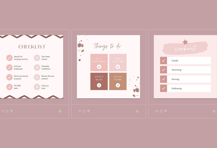 Ladystrategist 30 Checklist Rose Gold Instagram Engagement Booster Post Canva Templates instagram canva templates social media templates etsy free canva templates