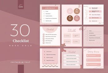 Ladystrategist 30 Checklist Rose Gold Instagram Engagement Booster Post Canva Templates instagram canva templates social media templates etsy free canva templates