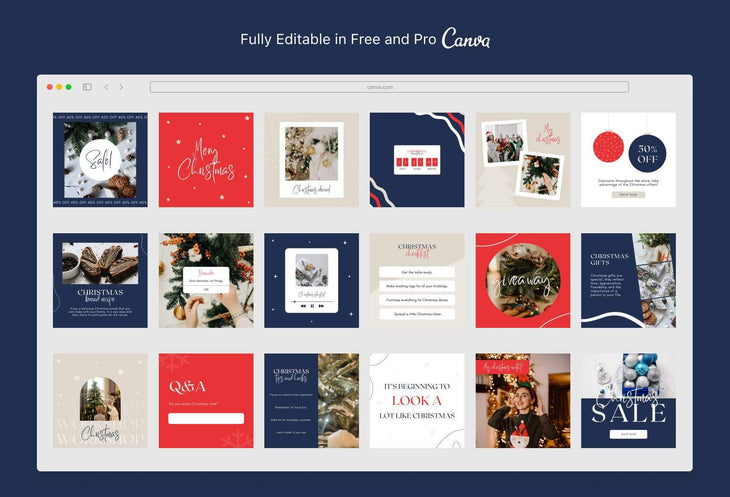 Ladystrategist 30 Christmas Instagram Post Canva Templates V3 instagram canva templates social media templates etsy free canva templates