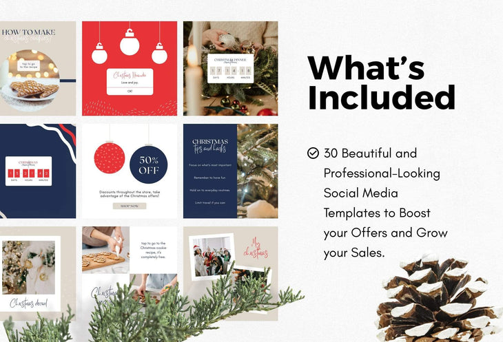 Ladystrategist 30 Christmas Instagram Post Canva Templates V3 instagram canva templates social media templates etsy free canva templates