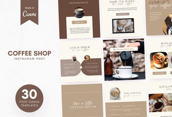 Ladystrategist 30 Coffeehouse Instagram Engagement Post Canva Templates V2 instagram canva templates social media templates etsy free canva templates