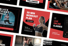 Ladystrategist 30 Dark Fitness Instagram Engagement Post Canva Templates instagram canva templates social media templates etsy free canva templates