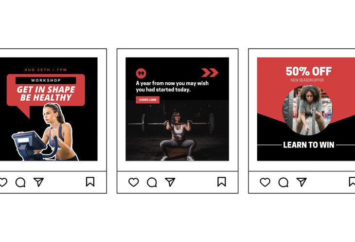 Ladystrategist 30 Dark Fitness Instagram Engagement Post Canva Templates instagram canva templates social media templates etsy free canva templates