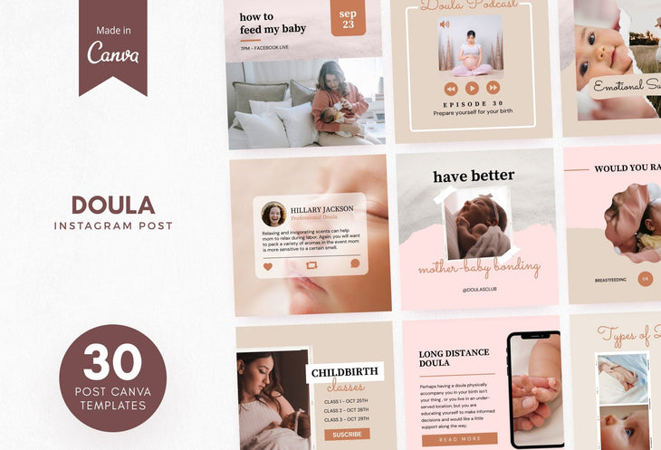 Ladystrategist 30 Doula Instagram Post Canva Templates instagram canva templates social media templates etsy free canva templates