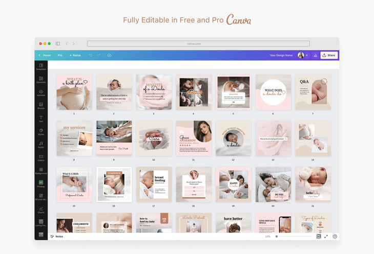 Ladystrategist 30 Doula Instagram Post Canva Templates instagram canva templates social media templates etsy free canva templates