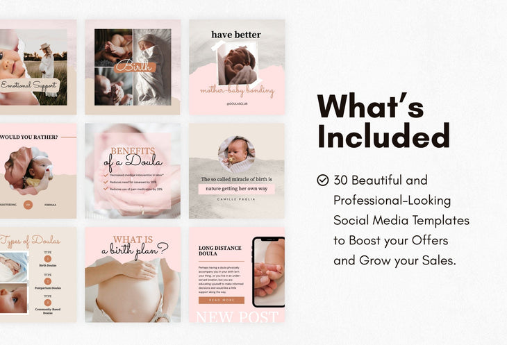 Ladystrategist 30 Doula Instagram Post Canva Templates instagram canva templates social media templates etsy free canva templates