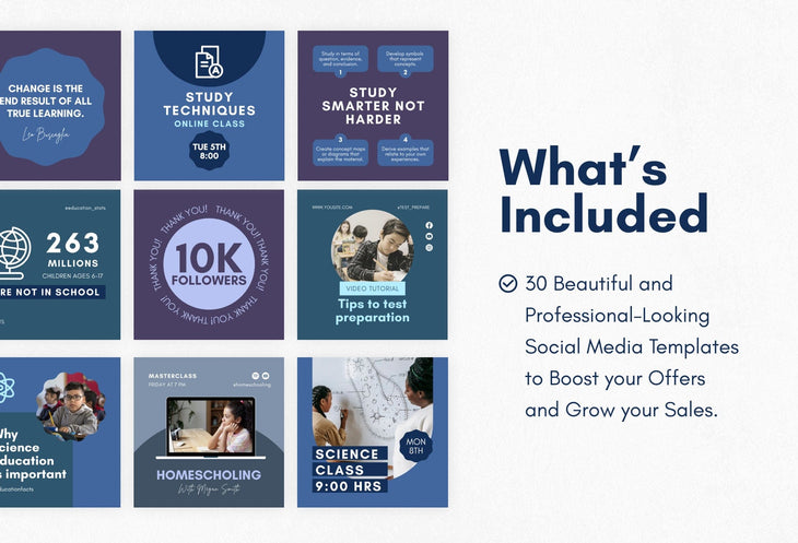Ladystrategist 30 Education Instagram Post Canva Templates V2 instagram canva templates social media templates etsy free canva templates