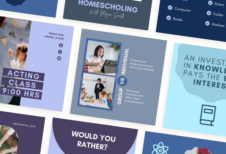 Ladystrategist 30 Education Instagram Post Canva Templates V2 instagram canva templates social media templates etsy free canva templates