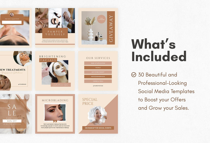 Ladystrategist 30 Esthetician Instagram Post Canva Templates instagram canva templates social media templates etsy free canva templates