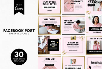 Ladystrategist 30 Facebook Post Canva Templates instagram canva templates social media templates etsy free canva templates