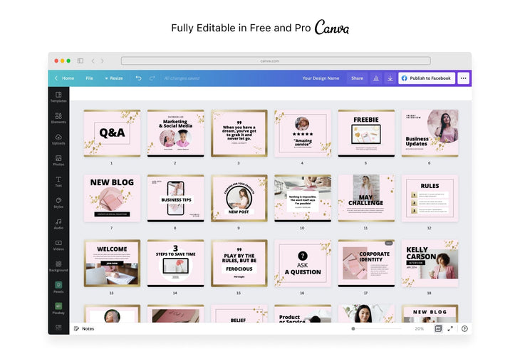 Ladystrategist 30 Facebook Post Canva Templates instagram canva templates social media templates etsy free canva templates