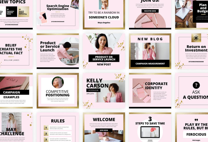 Ladystrategist 30 Facebook Post Canva Templates instagram canva templates social media templates etsy free canva templates