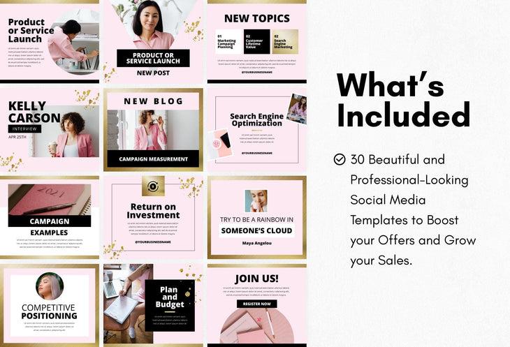 Ladystrategist 30 Facebook Post Canva Templates instagram canva templates social media templates etsy free canva templates