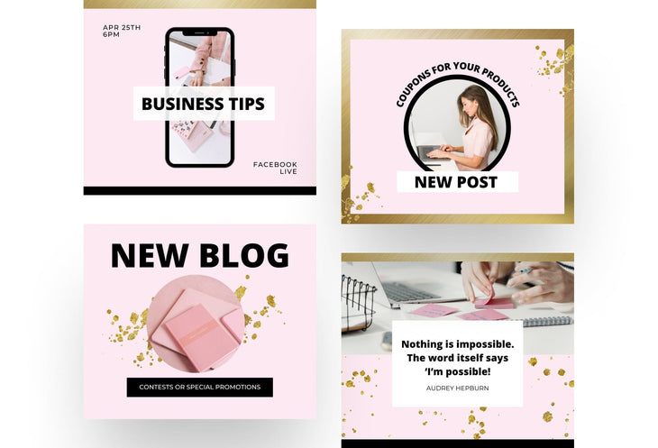 Ladystrategist 30 Facebook Post Canva Templates instagram canva templates social media templates etsy free canva templates