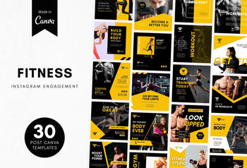 Ladystrategist 30 Fitness Instagram Engagement Post Canva Templates instagram canva templates social media templates etsy free canva templates